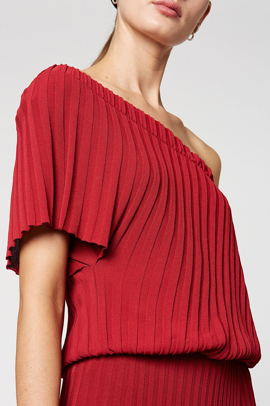 PLEATED RIB ONE SHLD DRESS 16