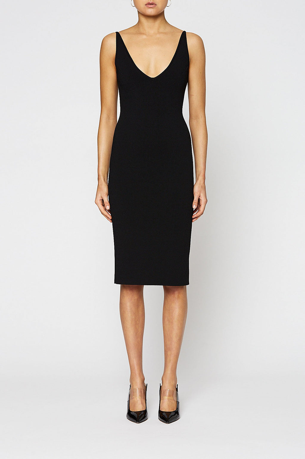 CREPE KNIT STRAPPY DRESS