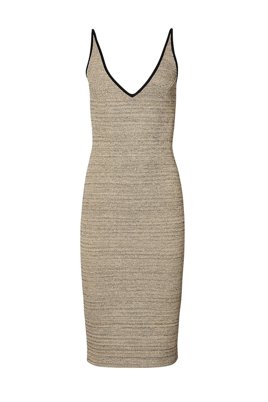 CREPE KNIT TWEED STRAPPY DRESS