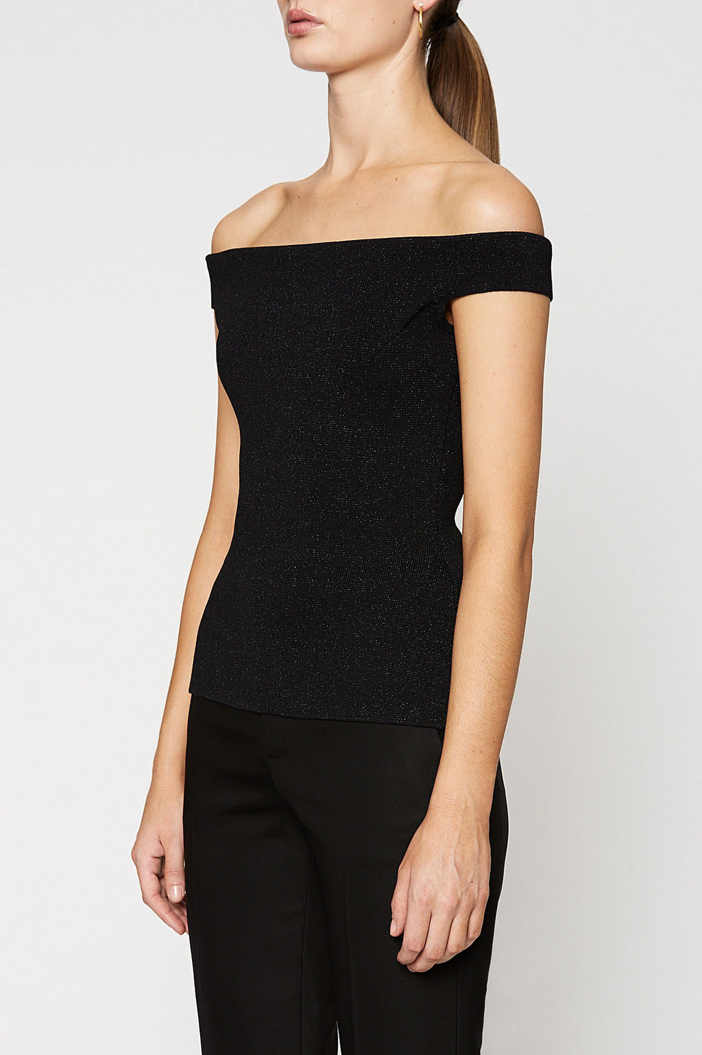 CREPE KNIT TINSEL TOP