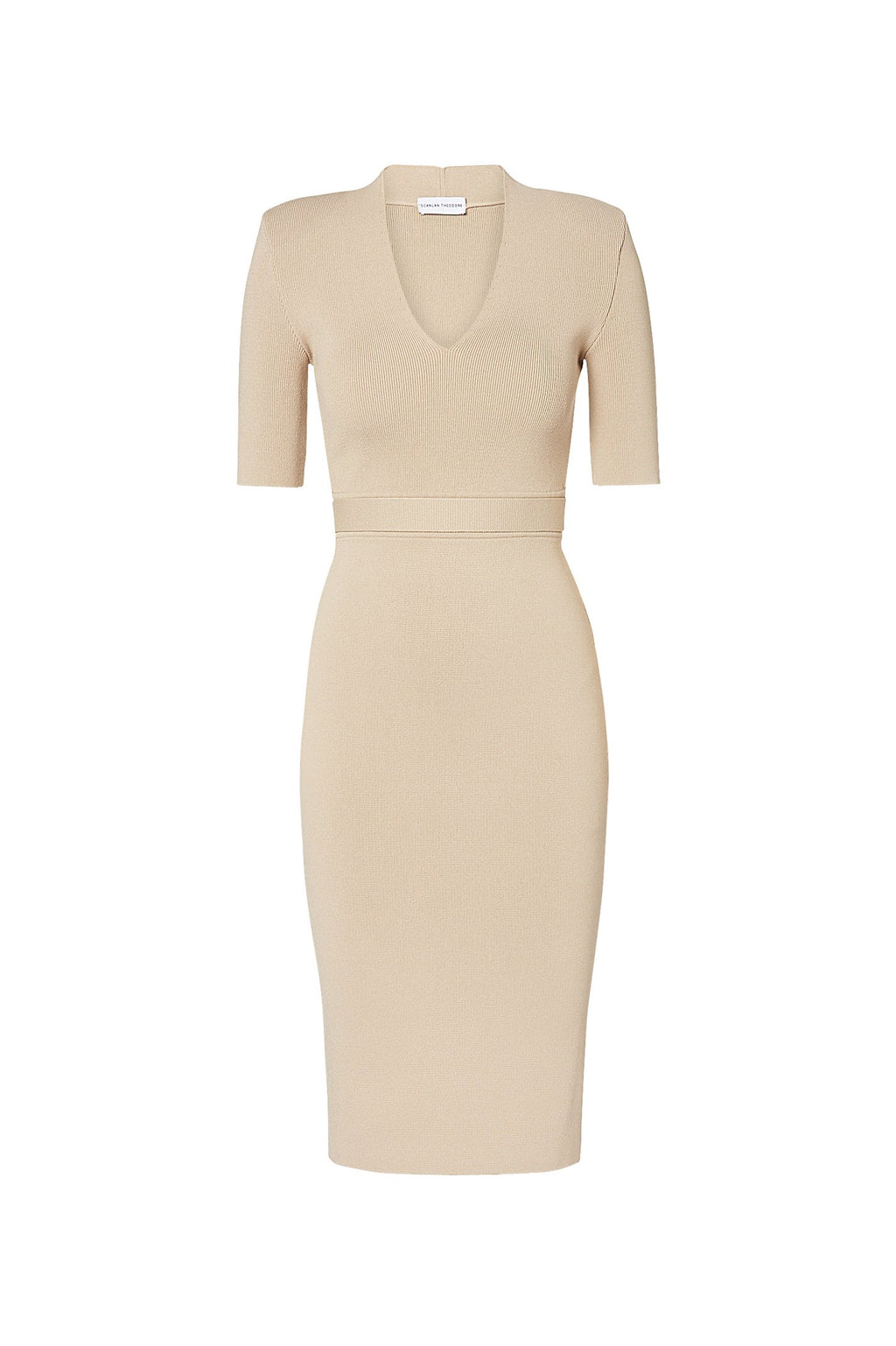 CREPE KNIT V NECK DRESS