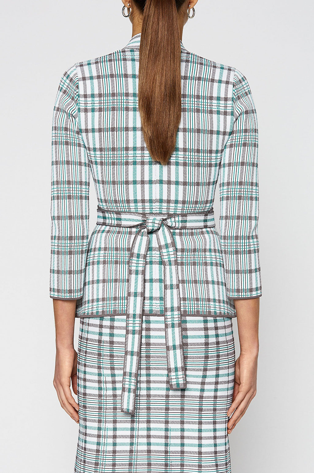 CREPE KNIT PLAID JACKET