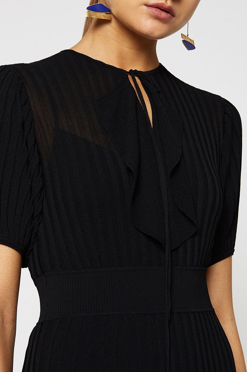 PLEATED RIB RUFFLE DRESS 16