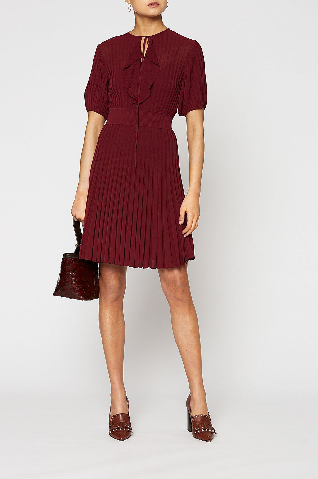 PLEATED RIB RUFFLE DRESS 16