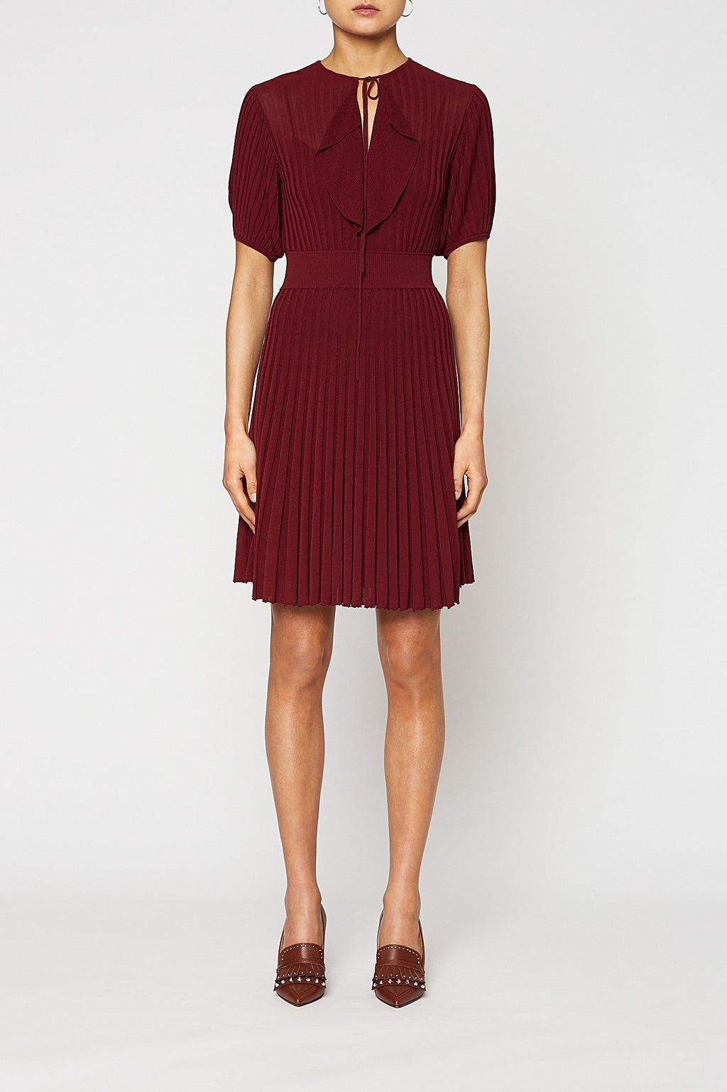 PLEATED RIB RUFFLE DRESS 16