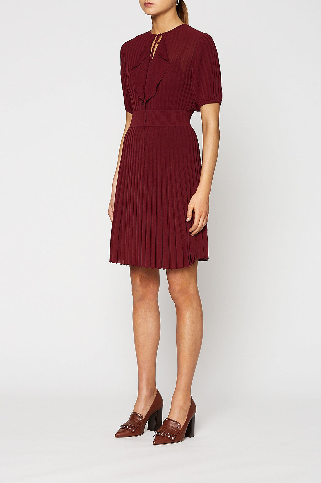 PLEATED RIB RUFFLE DRESS 16