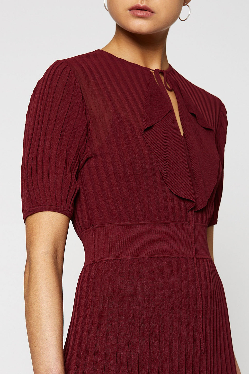 PLEATED RIB RUFFLE DRESS 16