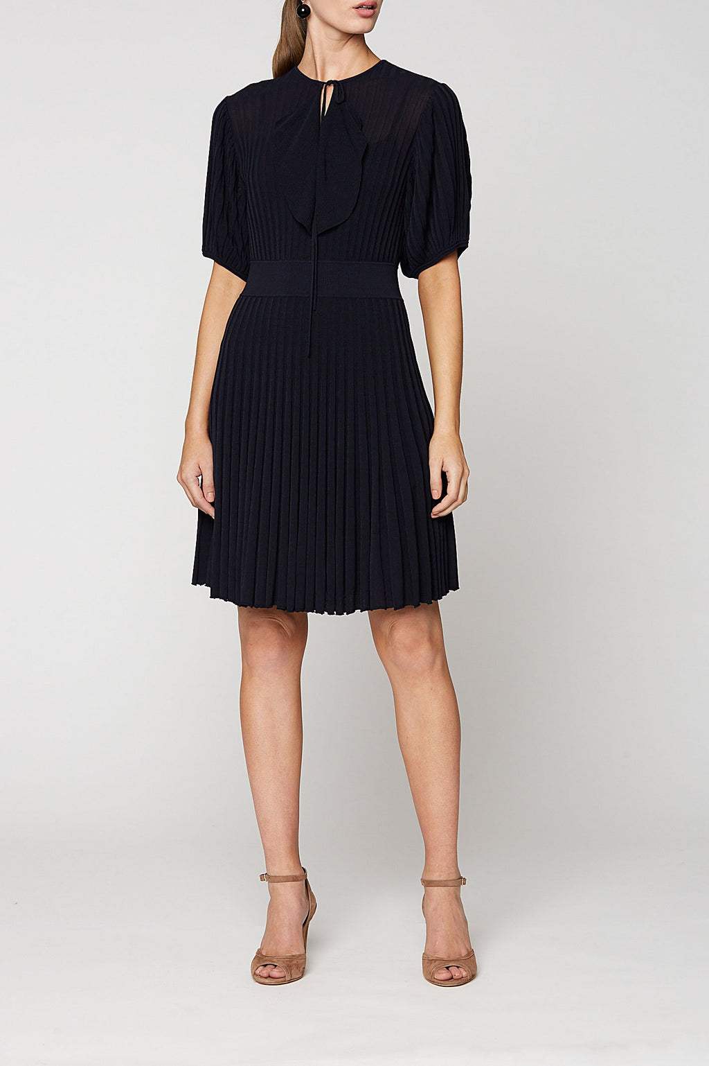 PLEATED RIB RUFFLE DRESS 16