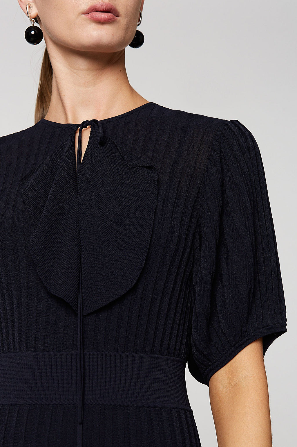 PLEATED RIB RUFFLE DRESS 16