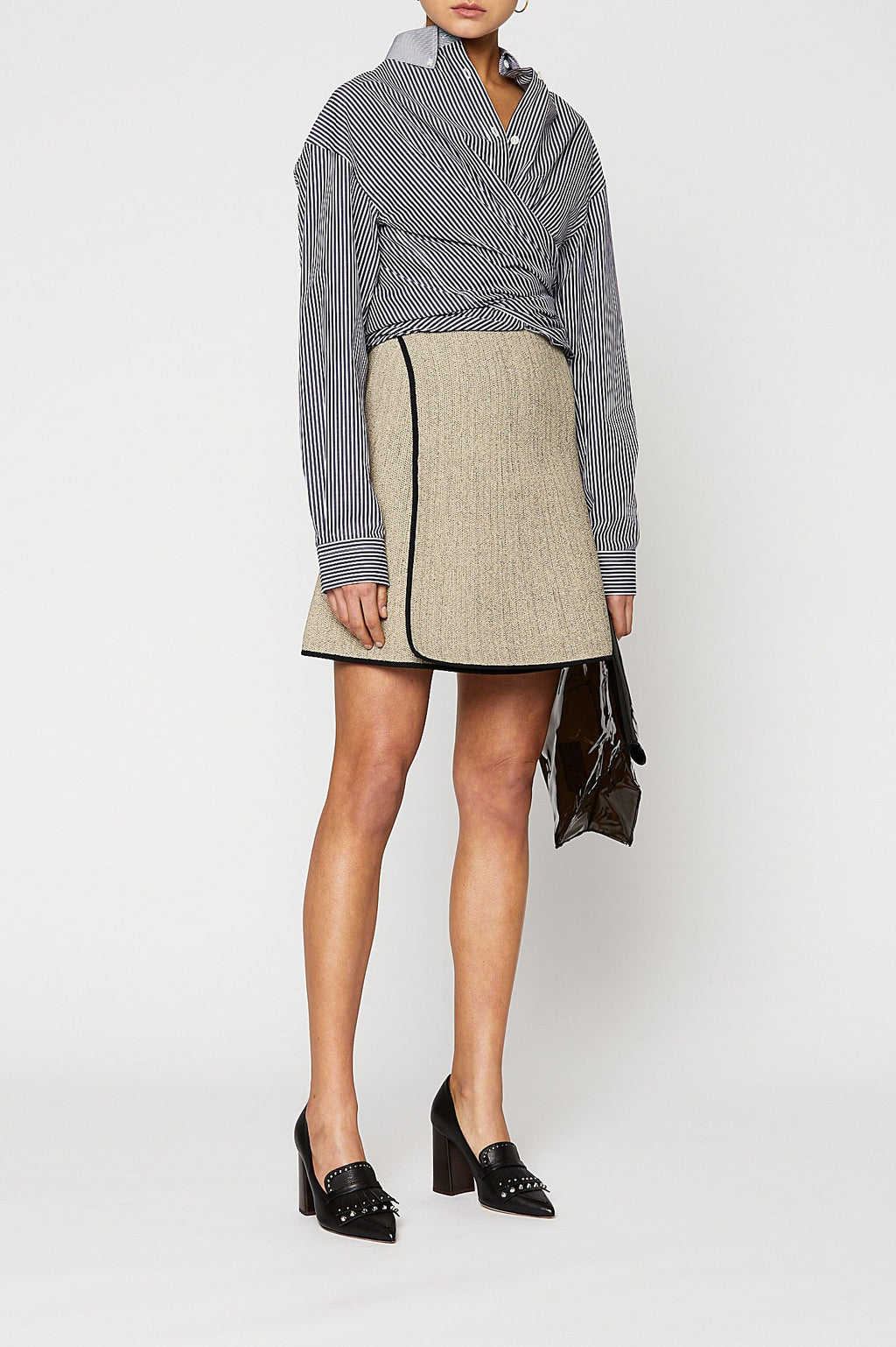 CREPE KNIT TWEED WRAP SKIRT