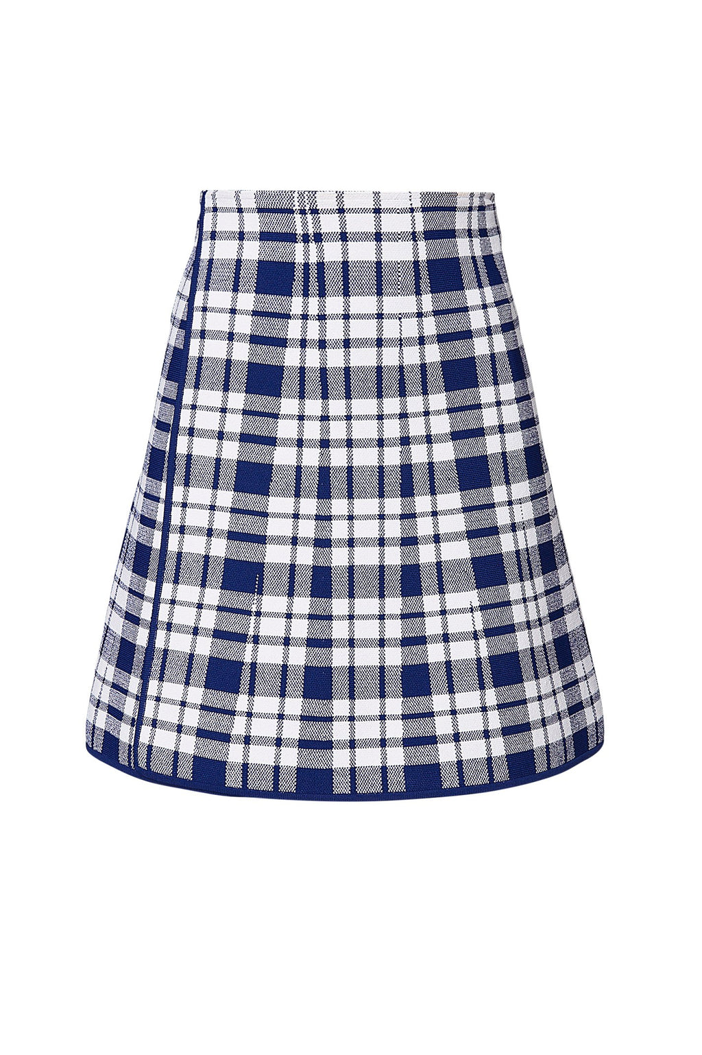 CREPE KNIT CHECK WRAP SKIRT