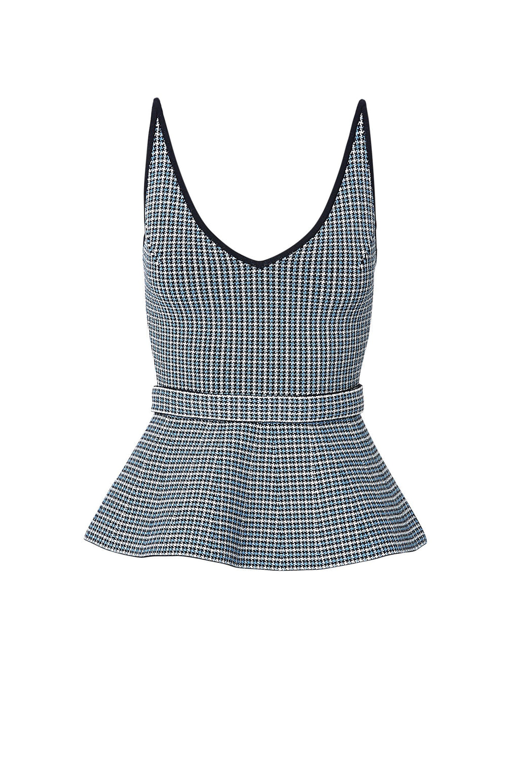 CREPE KNIT PLAID STRAPPY TOP