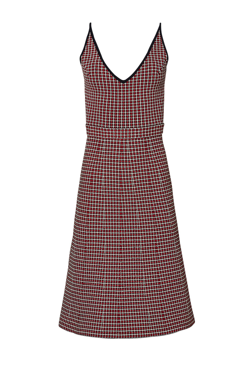 CREPE KNIT PLAID DRESS
