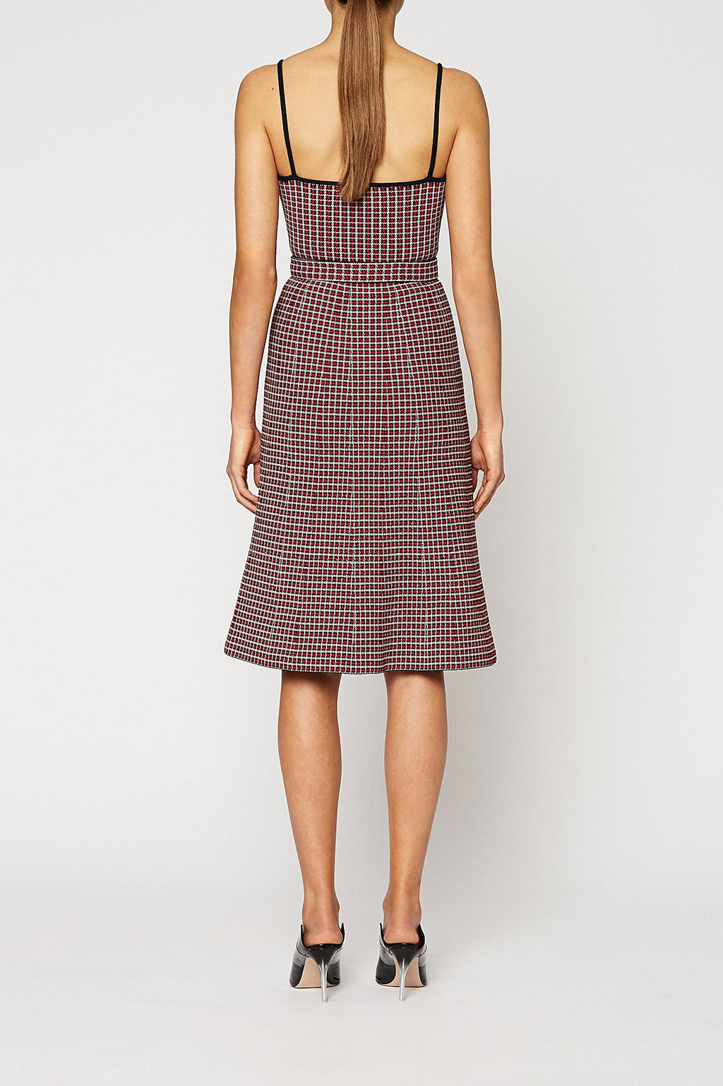CREPE KNIT PLAID DRESS