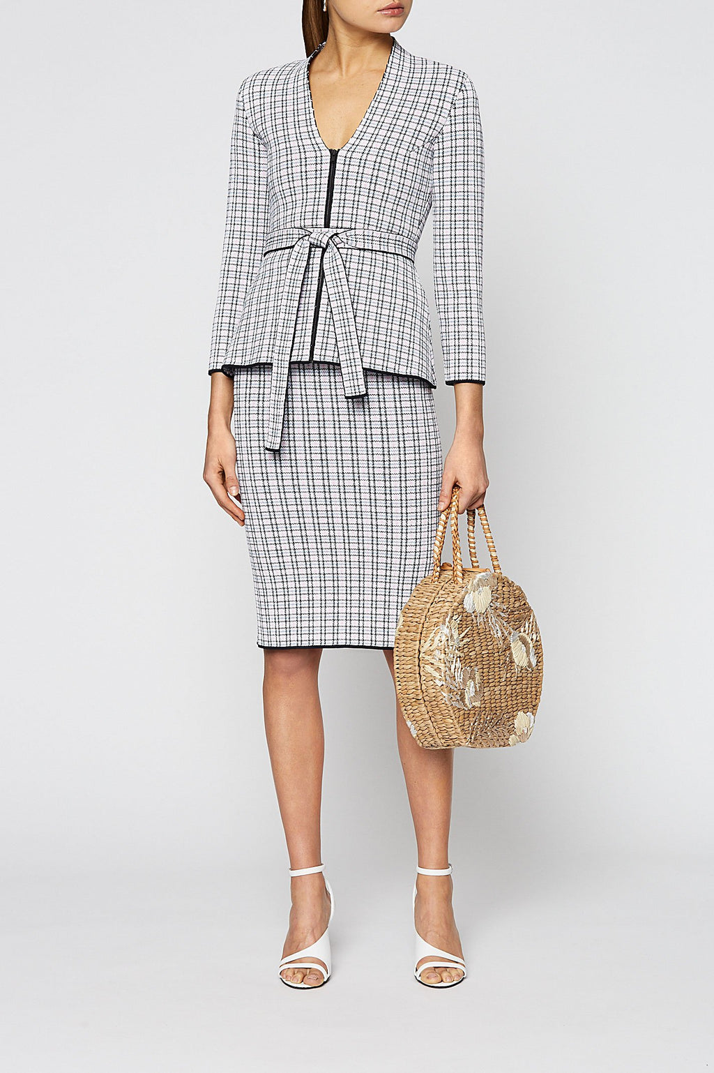 CREPE KNIT PLAID SKIRT