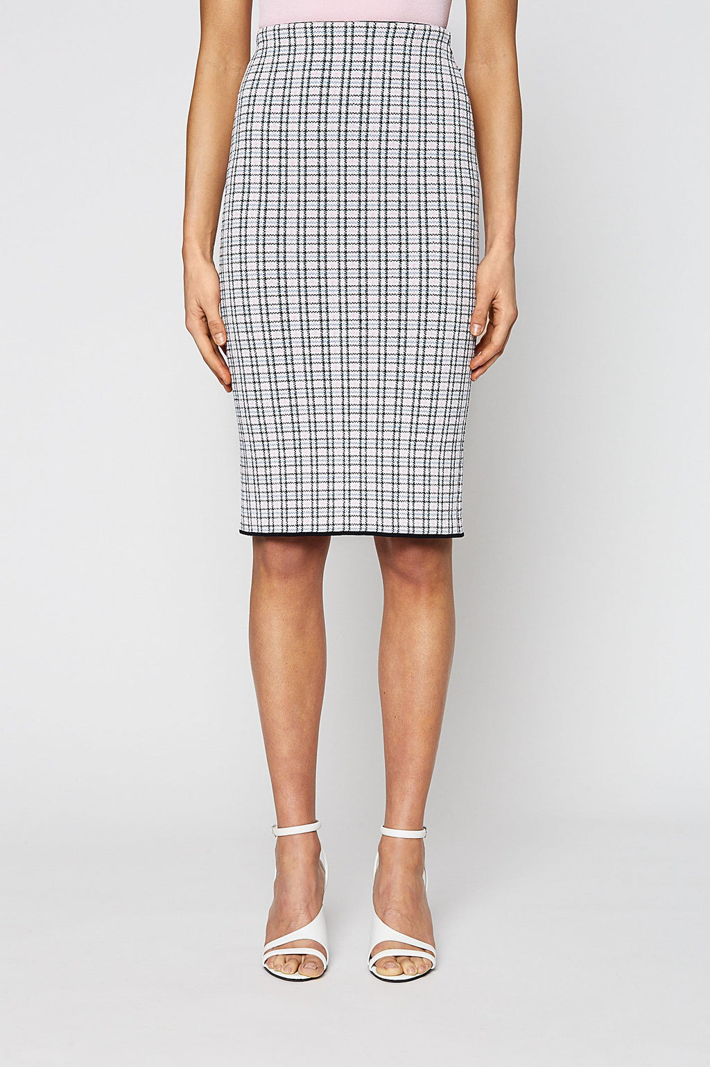 CREPE KNIT PLAID SKIRT