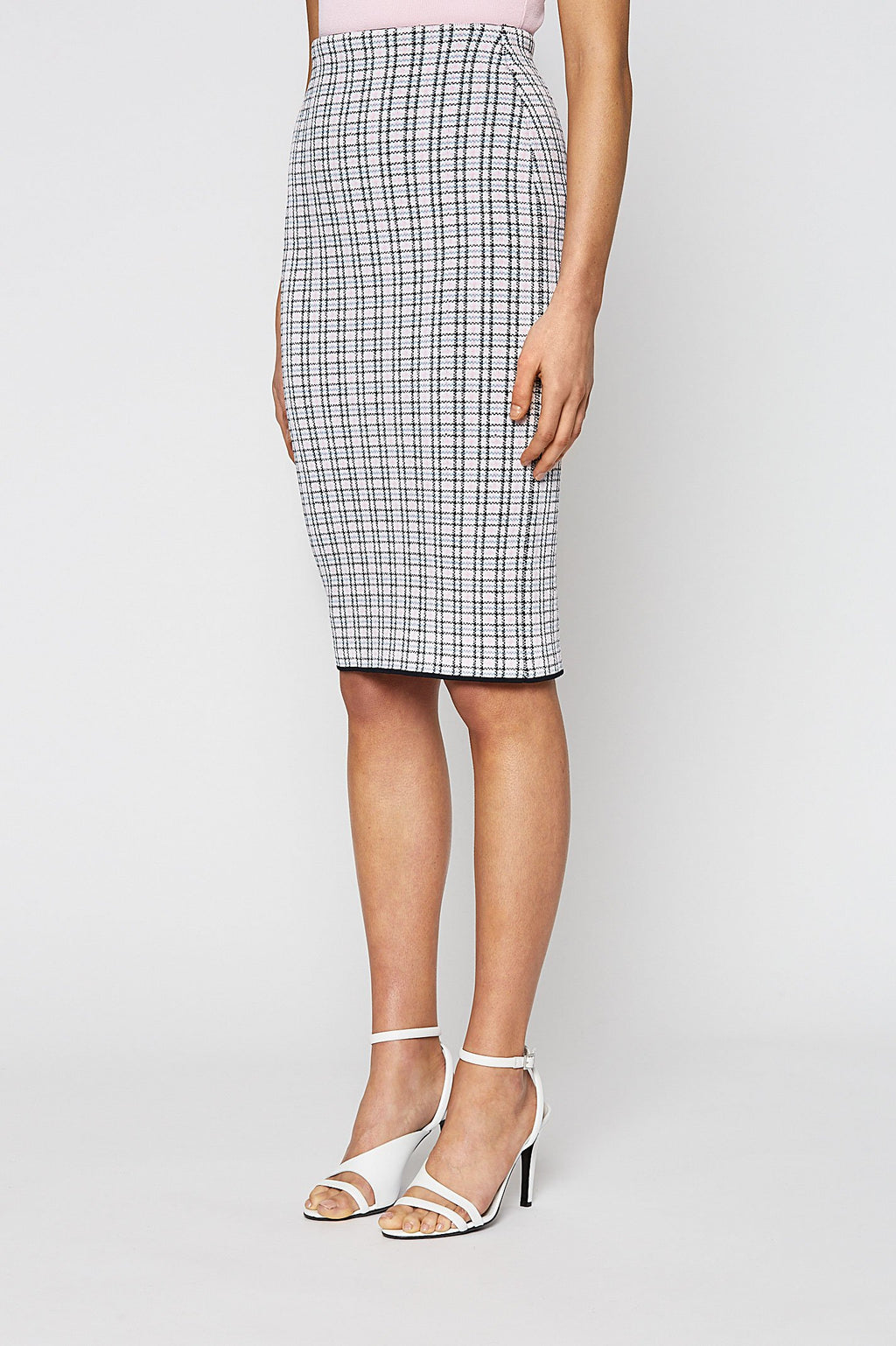 CREPE KNIT PLAID SKIRT