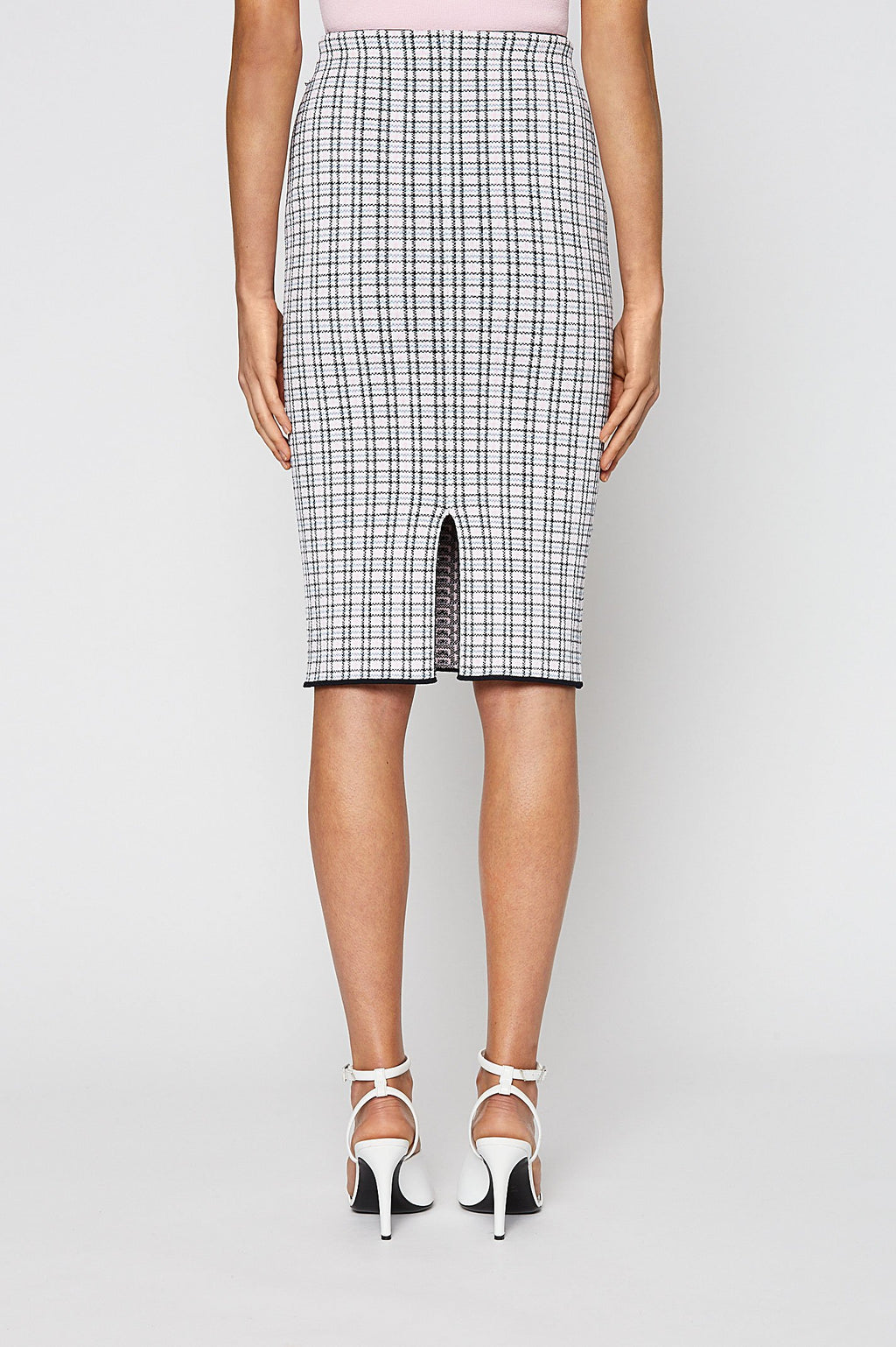 CREPE KNIT PLAID SKIRT