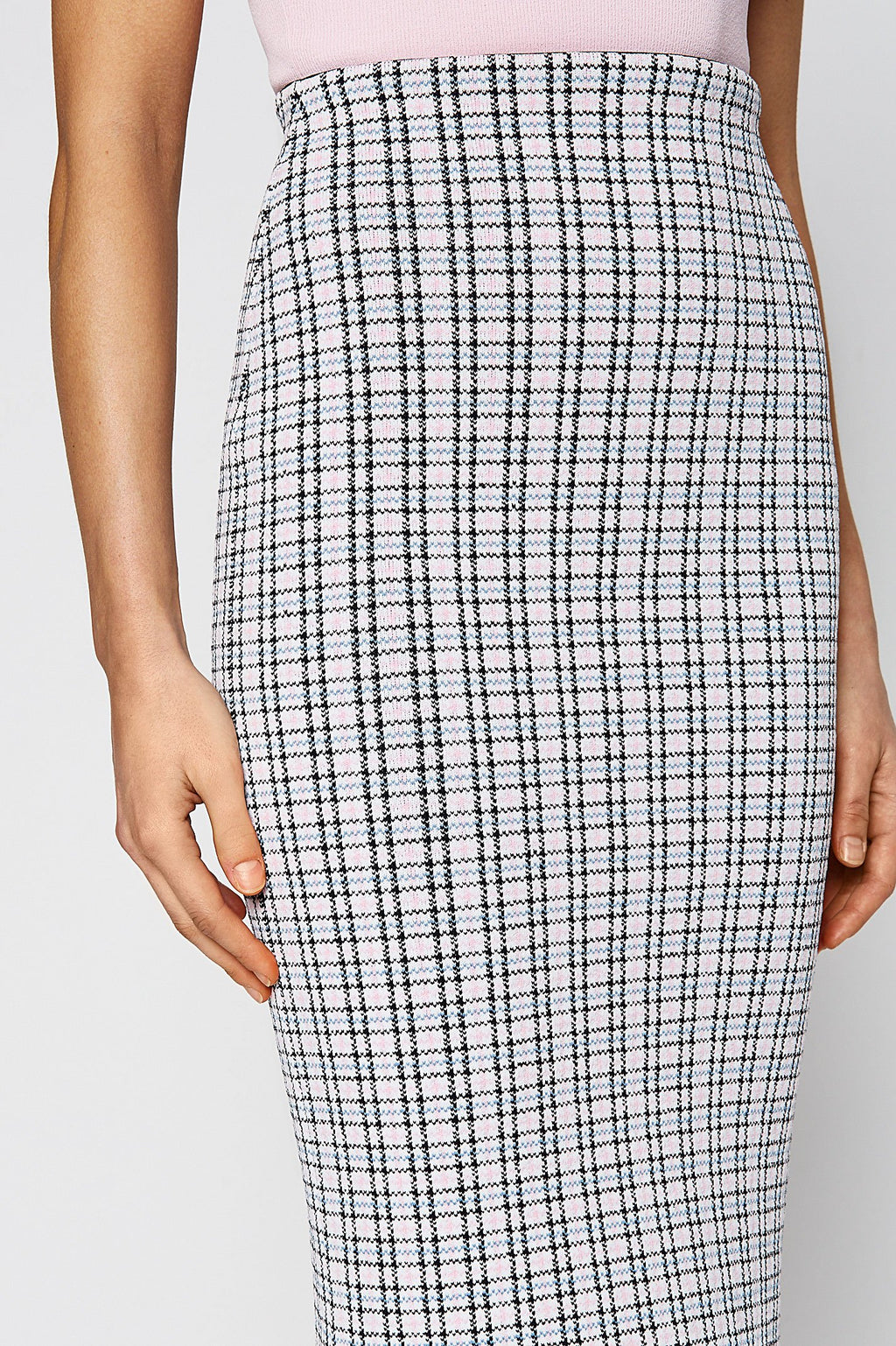 CREPE KNIT PLAID SKIRT