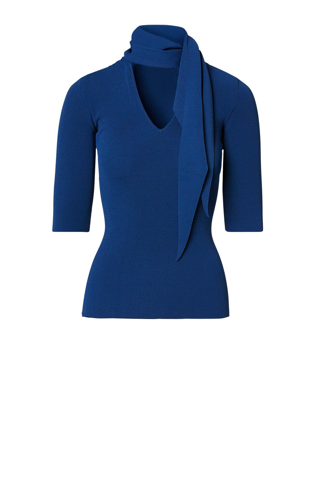 PLEATED RIB CRAVAT SWEATER