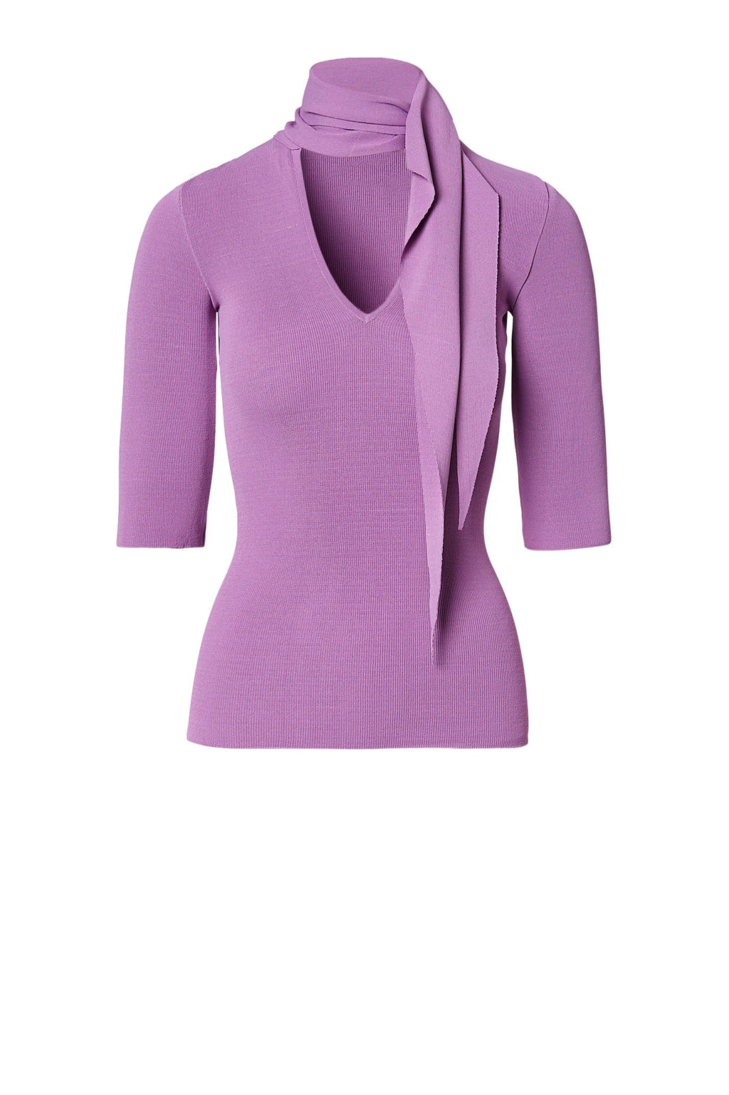 PLEATED RIB CRAVAT SWEATER