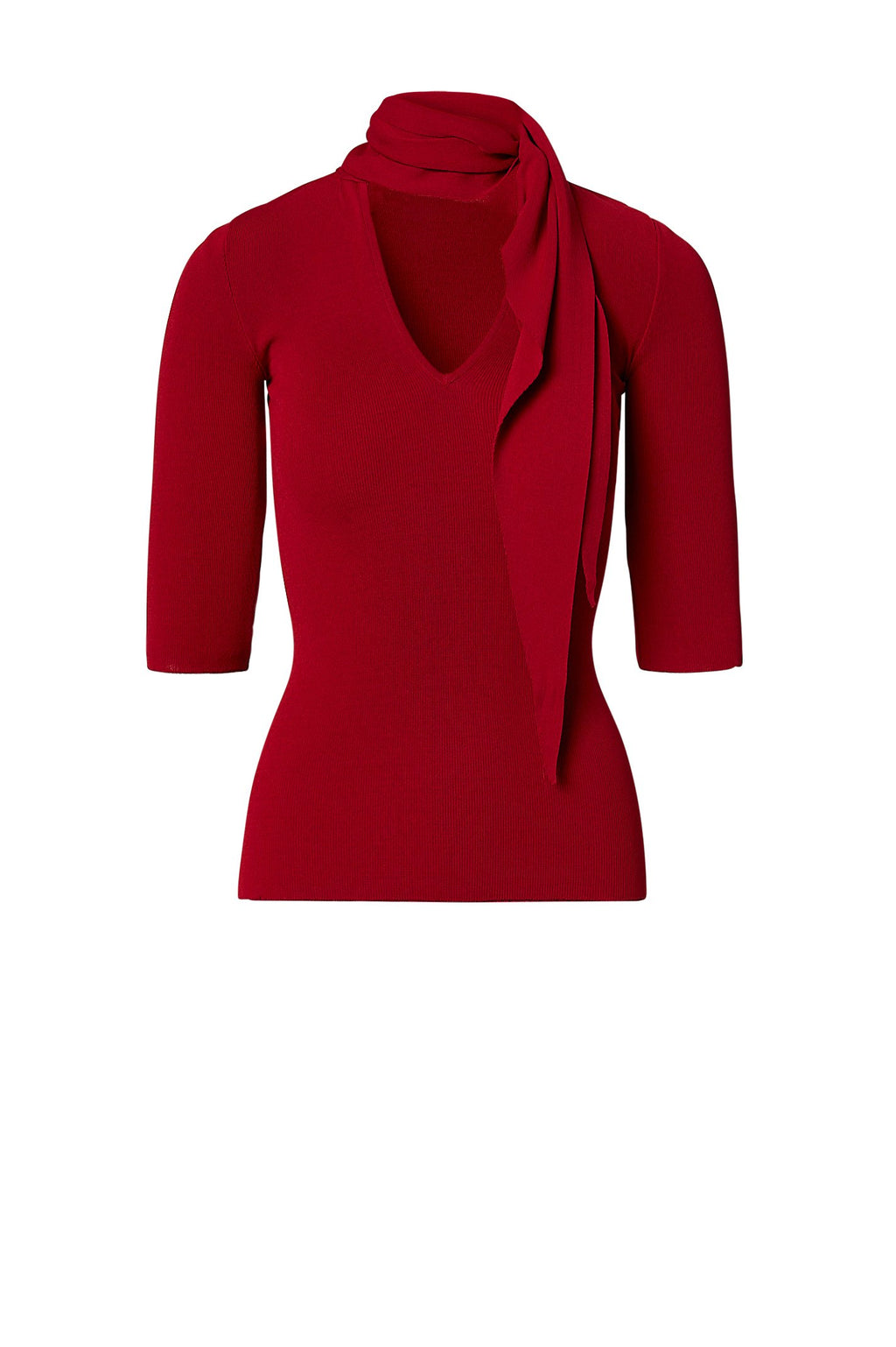 PLEATED RIB CRAVAT SWEATER