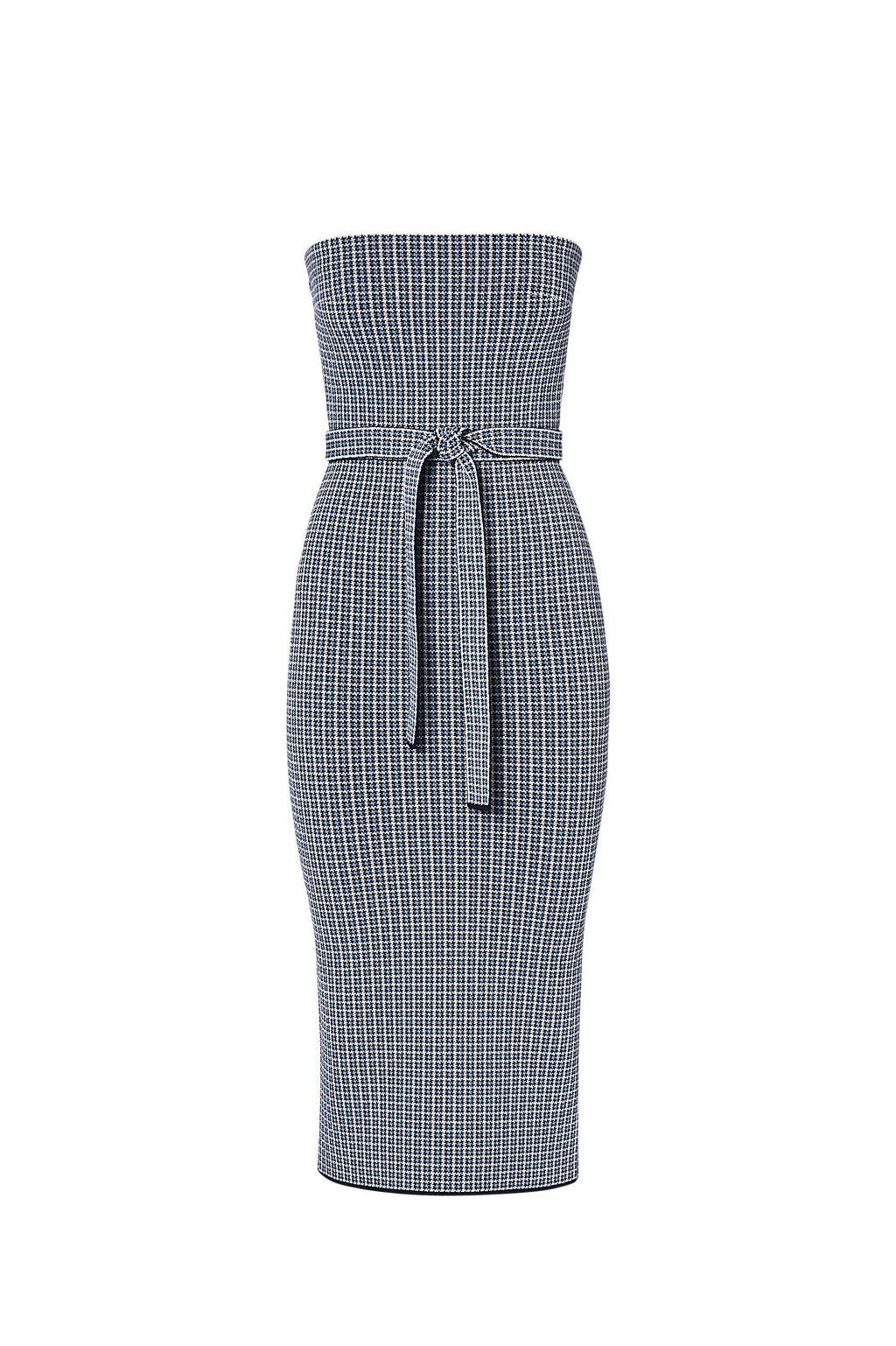 CREPE KNIT PLAID STRAPLESS DRS