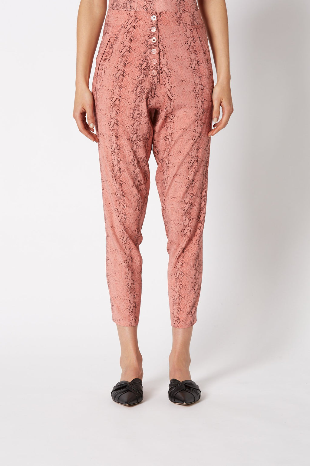 SILK REPTILE PRINT TROUSER