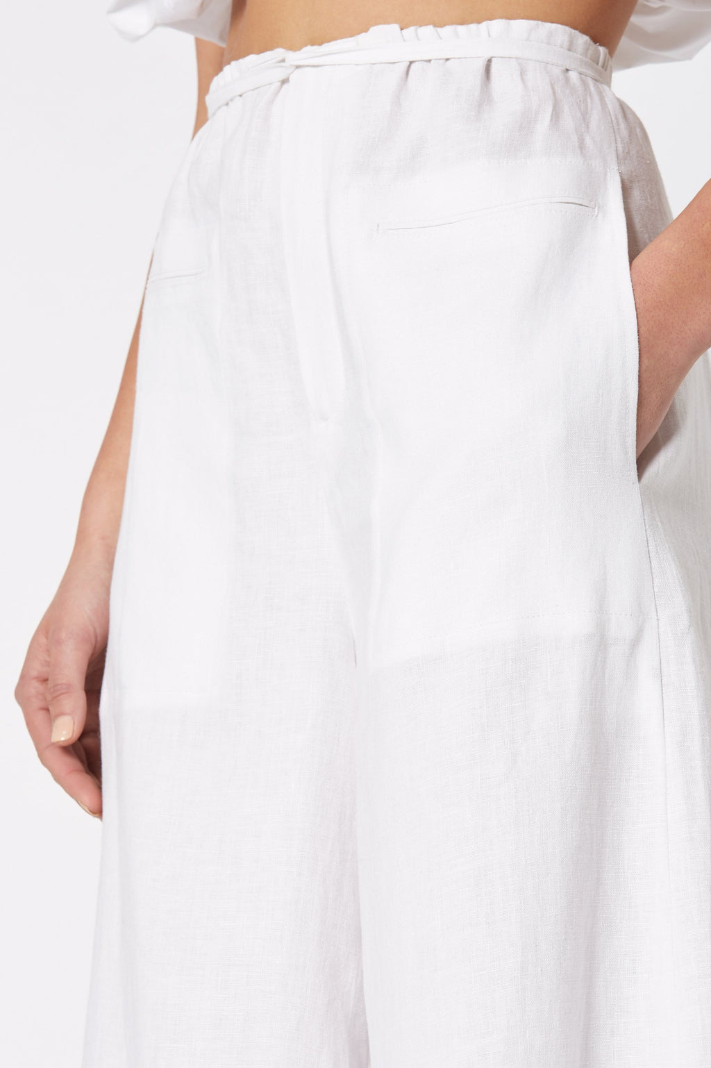 LINEN CROPPED TROUSER