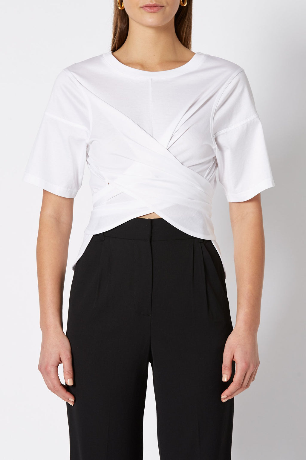 MERCERISED WRAP FRONT TSHIRT