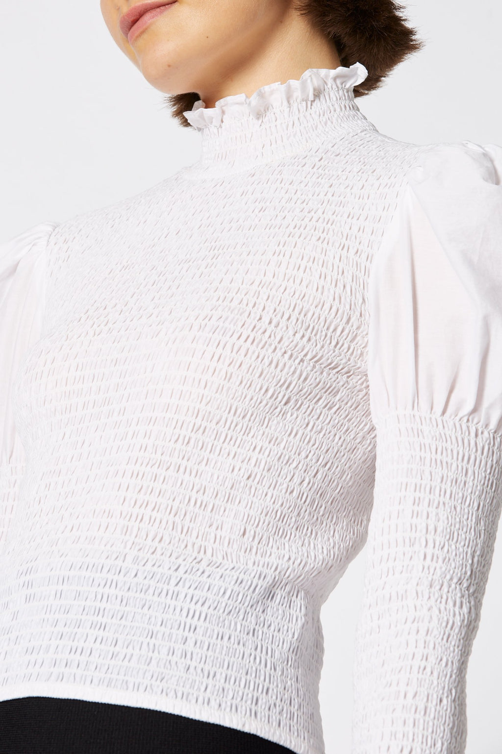 COTTON SHIRRED BLOUSE