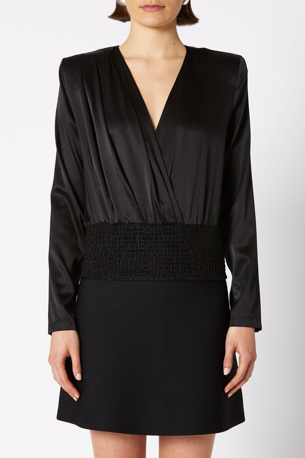 SILK PLEAT FRONT BLOUSE