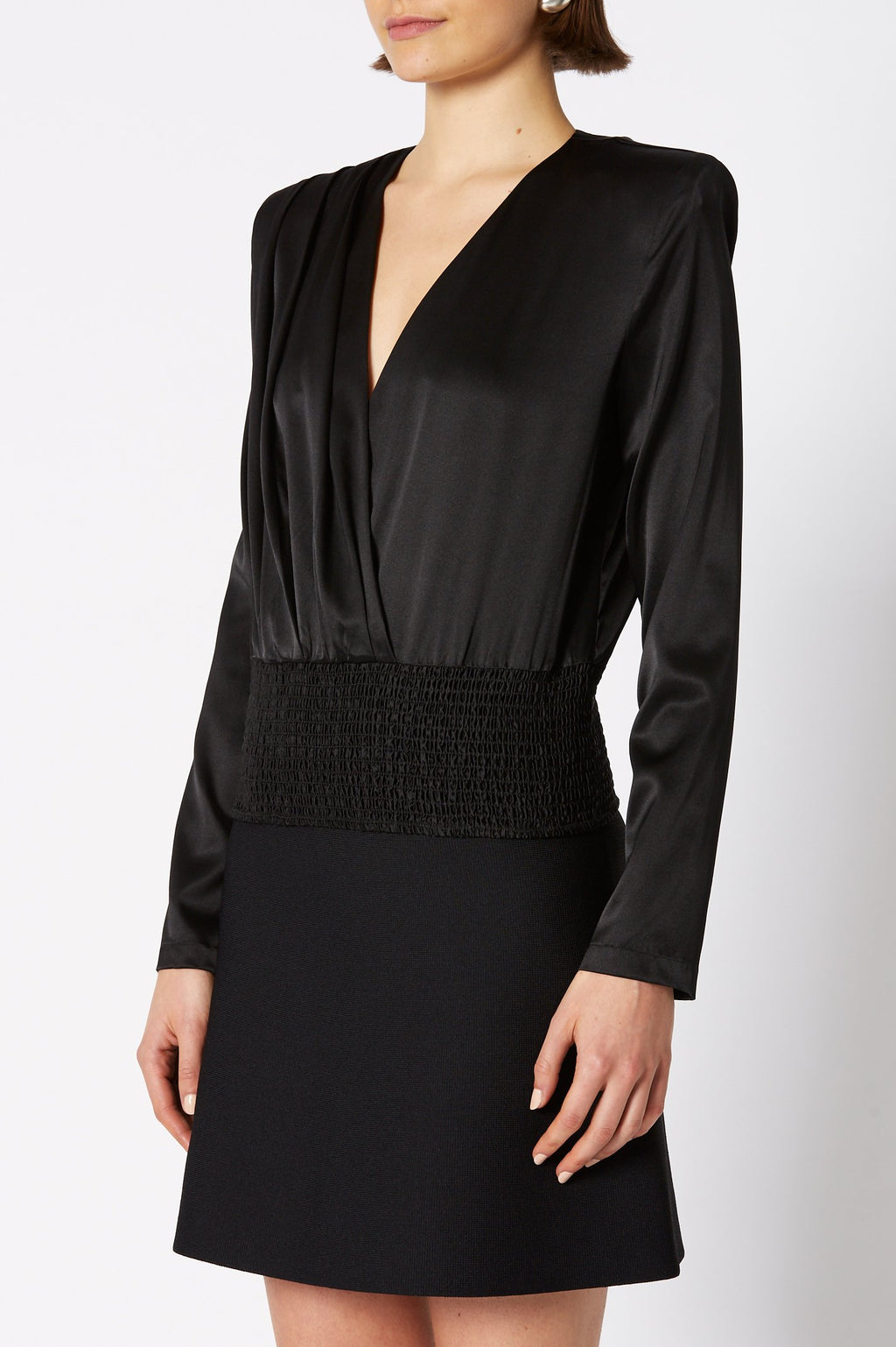 SILK PLEAT FRONT BLOUSE