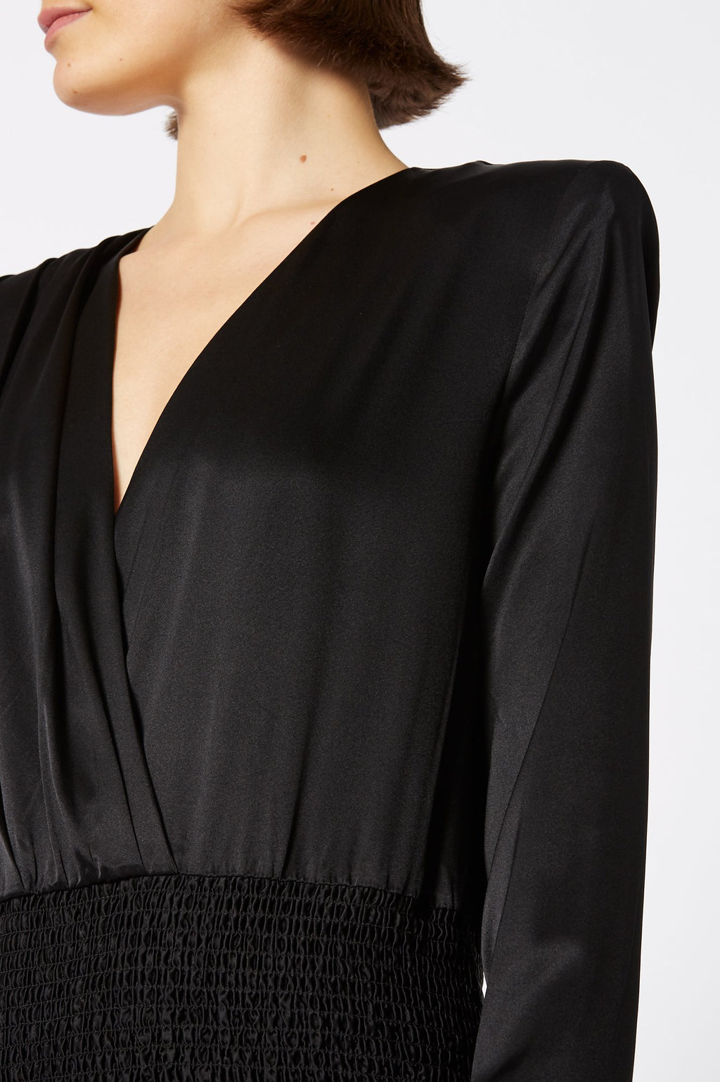 SILK PLEAT FRONT BLOUSE