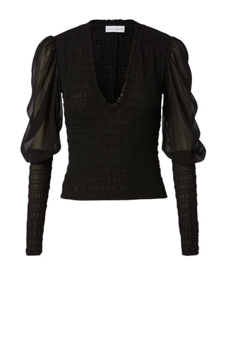 SILK GEORGETTE SHIRRED BLOUSE