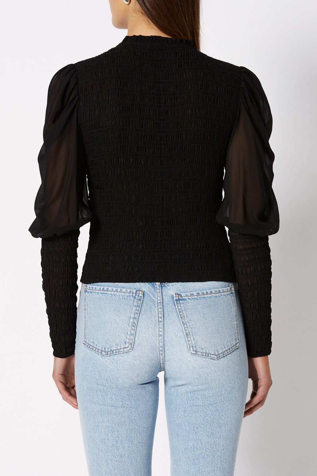 SILK GEORGETTE SHIRRED BLOUSE