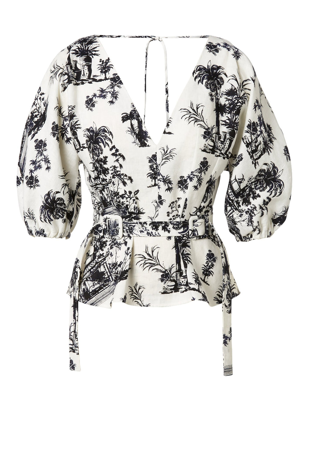 CHINOISERIE LINEN TOP