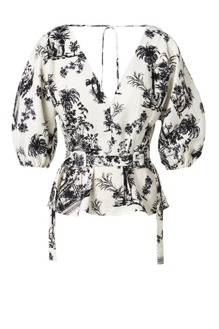 CHINOISERIE LINEN TOP