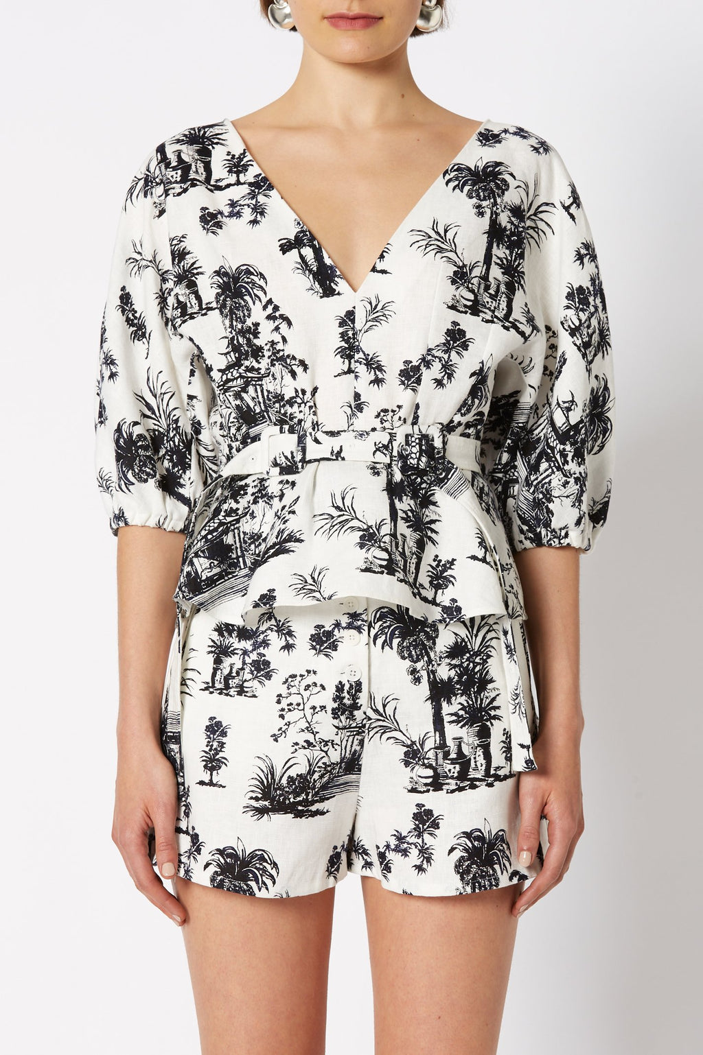 CHINOISERIE LINEN TOP