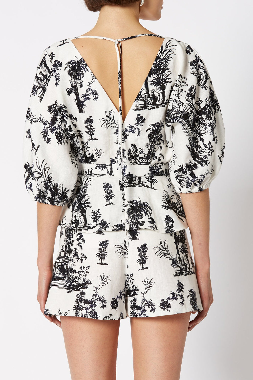 CHINOISERIE LINEN TOP