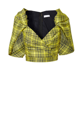 PLAID WRAP TOP