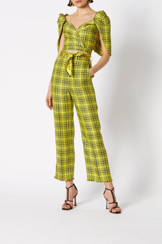 PLAID WRAP TOP