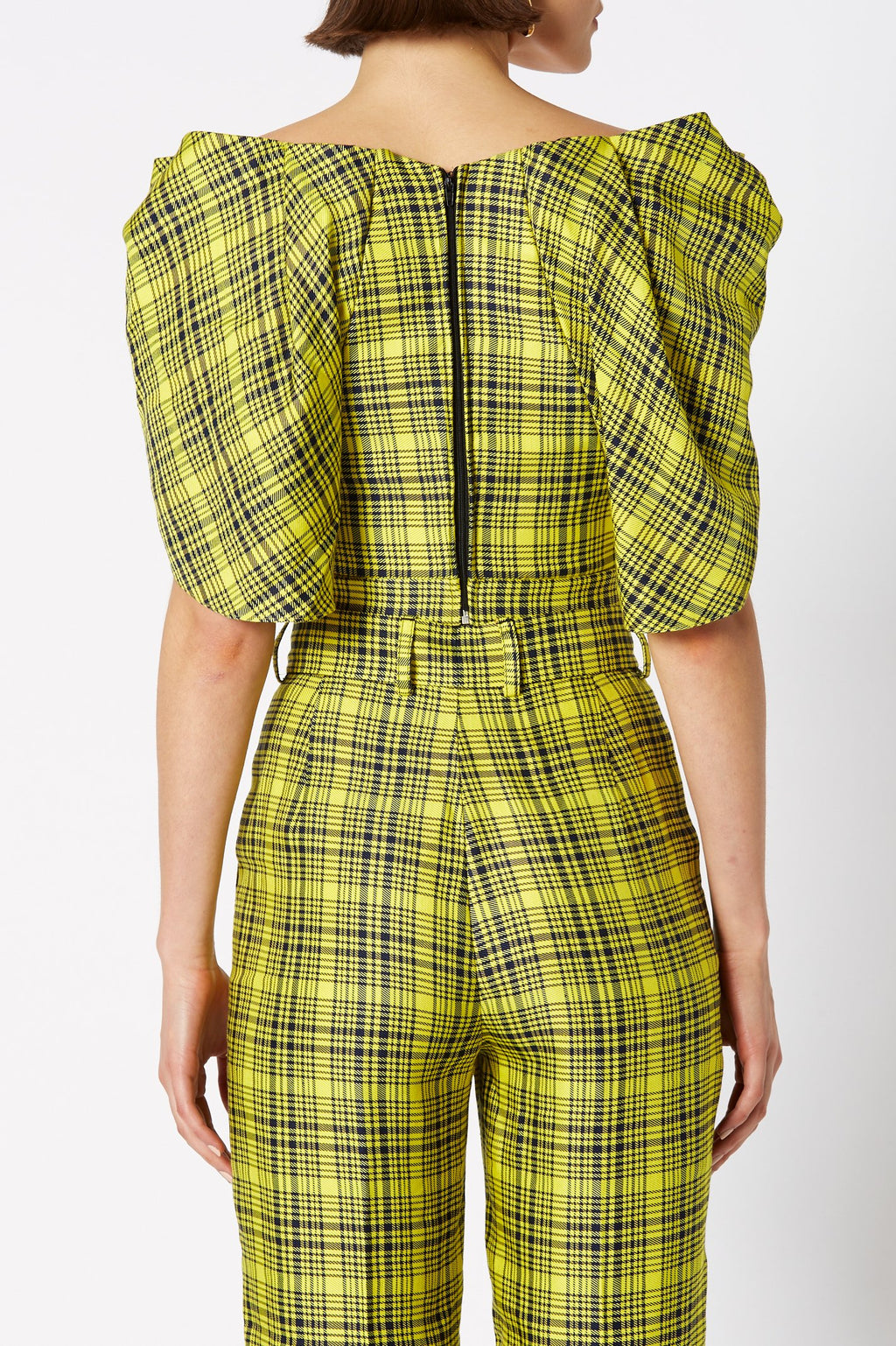 PLAID WRAP TOP