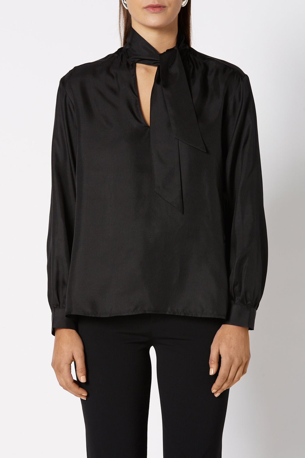 SILK TIE NECK BLOUSE
