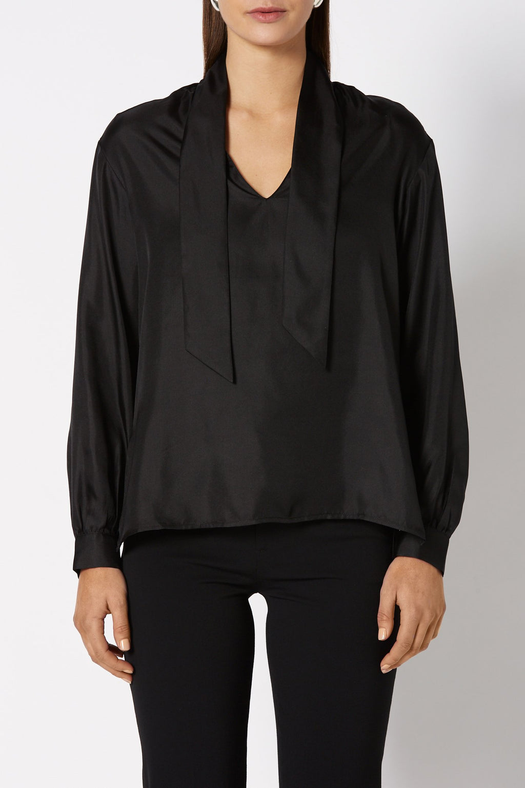 SILK TIE NECK BLOUSE