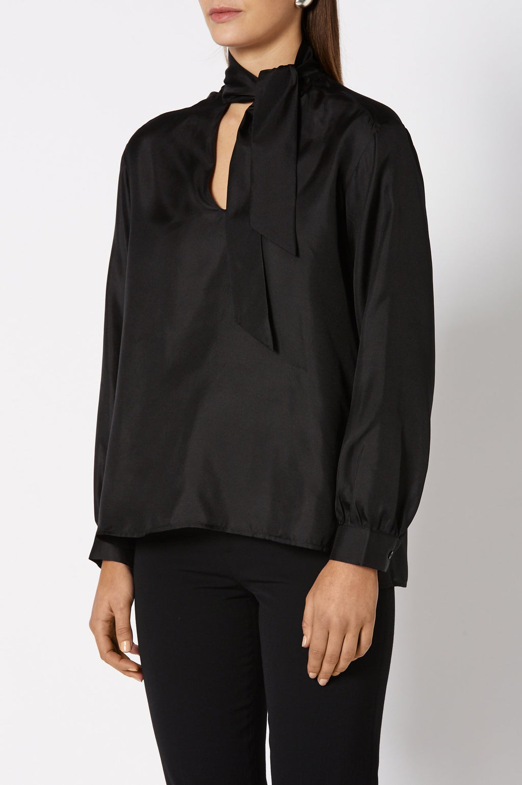 SILK TIE NECK BLOUSE