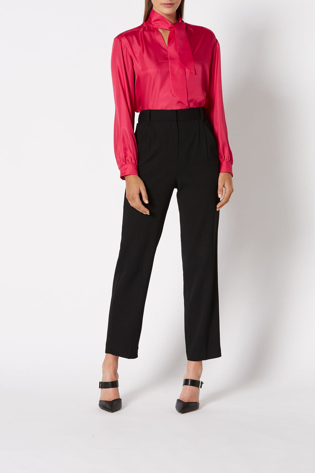 SILK TIE NECK BLOUSE