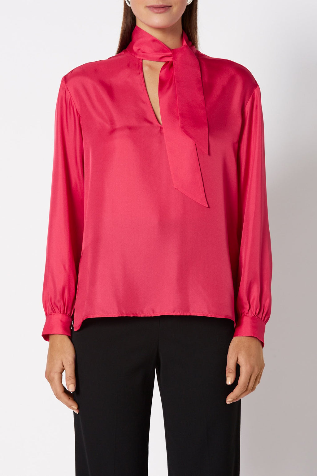 SILK TIE NECK BLOUSE