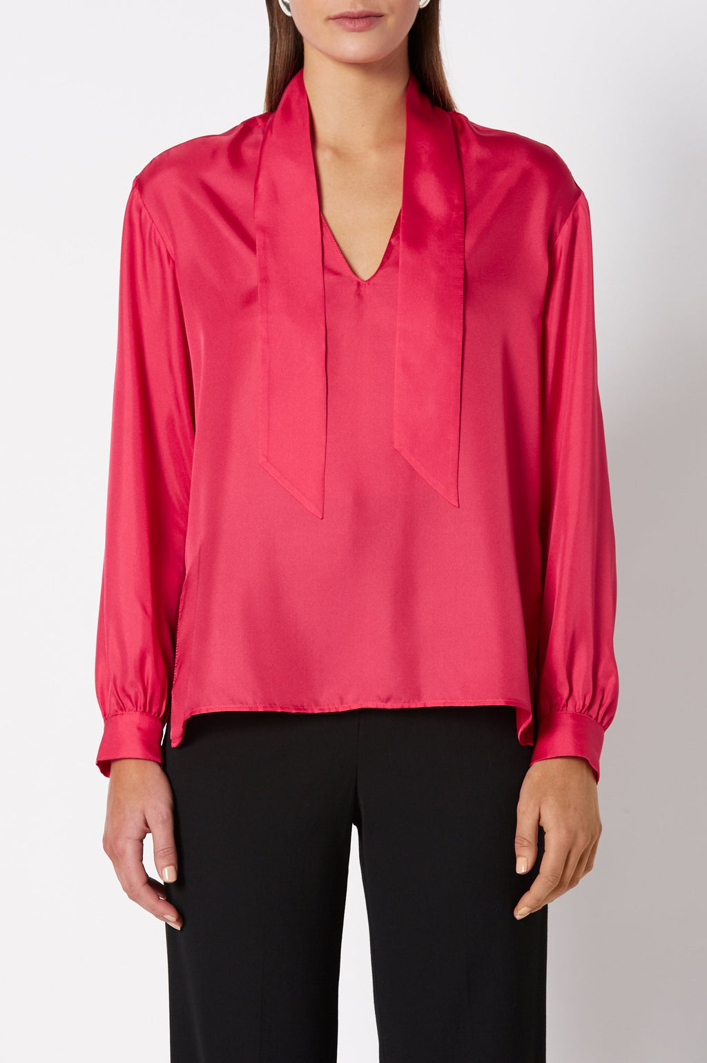 SILK TIE NECK BLOUSE