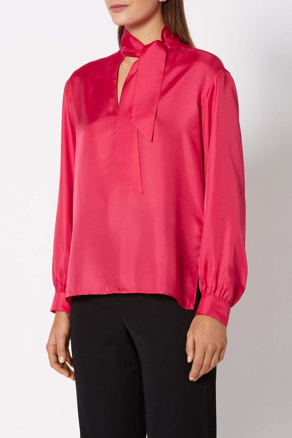 SILK TIE NECK BLOUSE